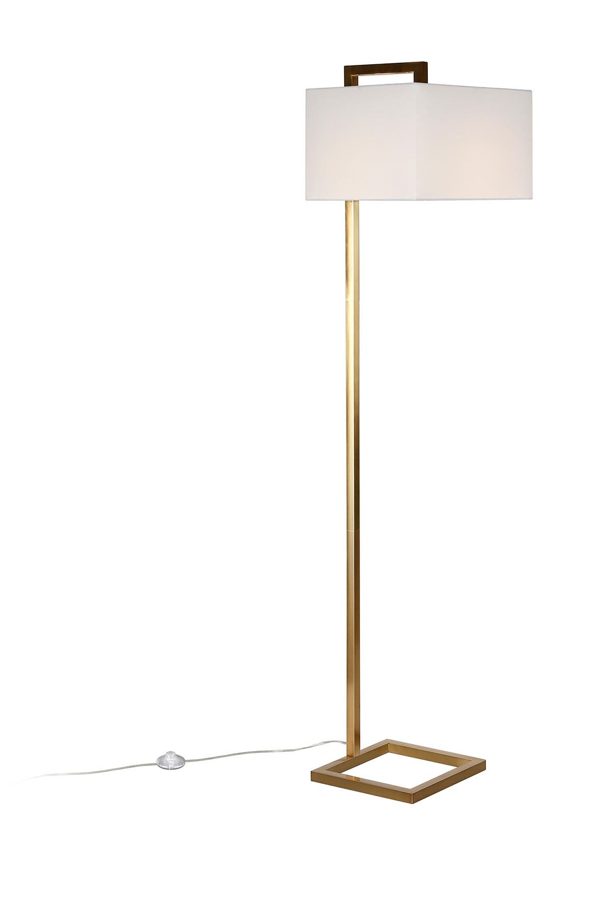 Addison And Lane Grayson Brass Finish Floor Lamp & Fabric Shade In Gold