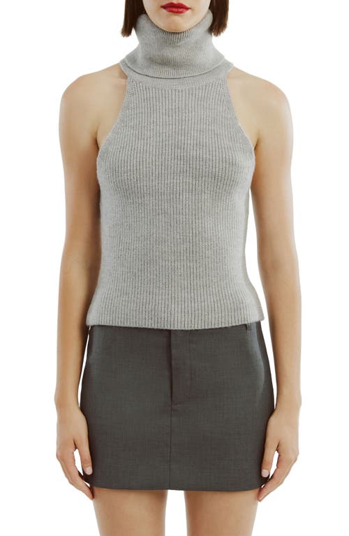 Bardot Aleia Turtleneck Sleeveless Rib Sweater In Grey