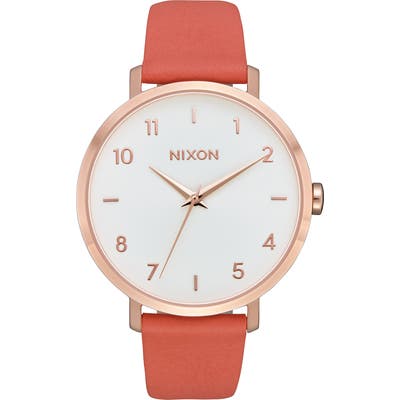 Nixon The Arrow Leather Strap Watch,