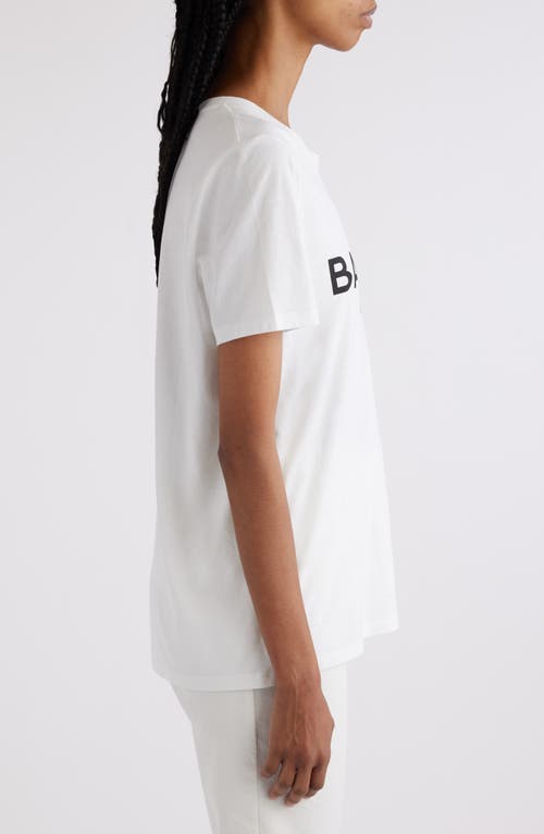Shop Balmain Button Shoulder Cotton Logo Graphic T-shirt In Gab White/black