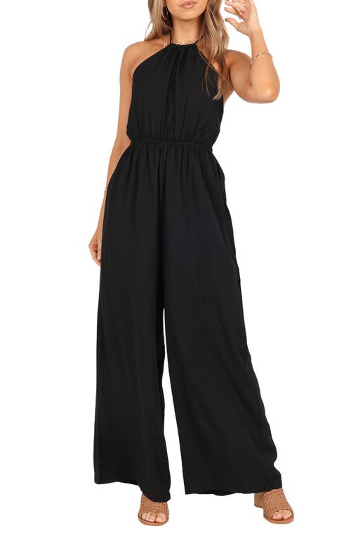 Petal & Pup Irvine Halter Wide Leg Jumpsuit in Black at Nordstrom, Size X-Small
