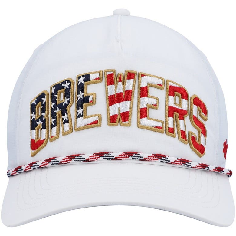 47 BRAND '47 WHITE MILWAUKEE BREWERS FLAG FLUTTER HITCH SNAPBACK HAT