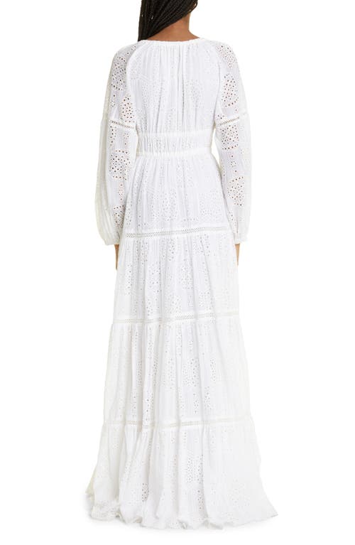 Shop A.l.c . Mackenna Long Sleeve Cotton Eyelet Maxi Dress In White/cream