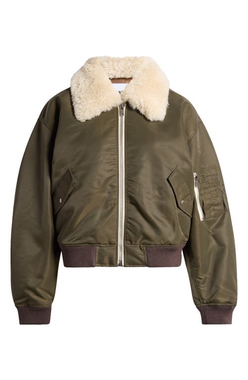 Re/done Khaki Shrunken Bomber Jacket In Dark Military