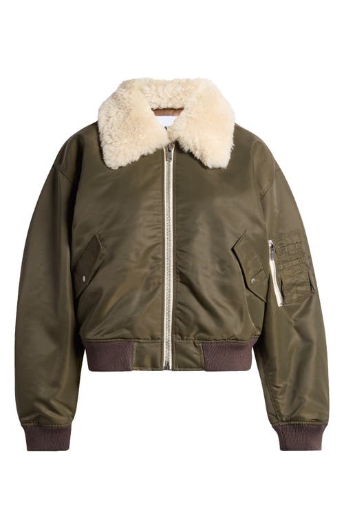 RE/DONE RE/DONE SHRUNKEN GENUINE SHEARLING COLLAR WATER RESISTANT BOMBER 