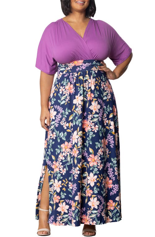 Kiyonna Havana Mixed Media Floral Maxi Dress Print at Nordstrom,