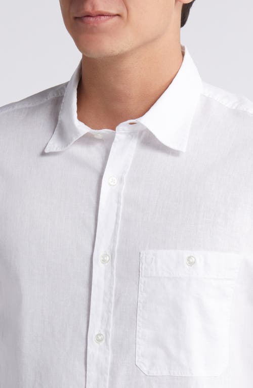 Shop 7 For All Mankind Solid Cotton & Linen Button-up Shirt In White