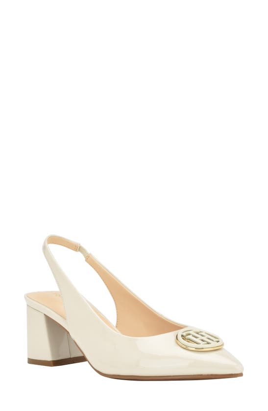 Tommy Hilfiger Nileo Slingback Pointed Toe Pump In Ivory