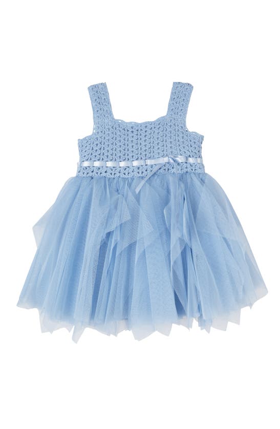 Rare Editions Babies' Crochet Fairy Dress In Periwinkle