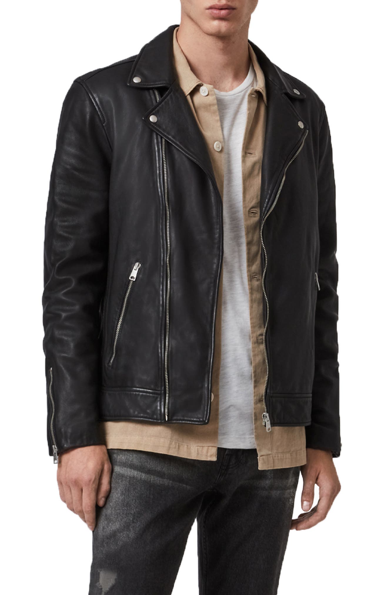 Mens Genuine Lambskin Leather Jacket Slim Fit Moto Biker Jacket T333