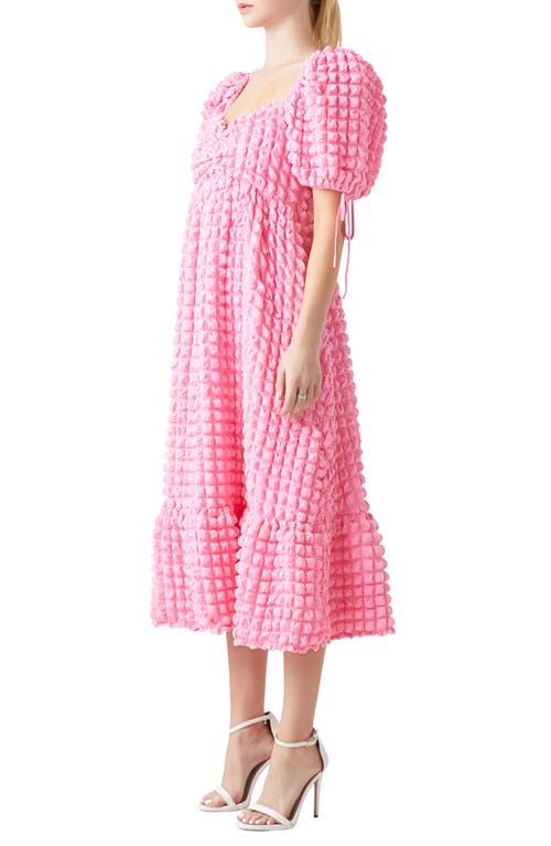 Endless Rose Texture Puff Sleeve Maxi Dress In Pink