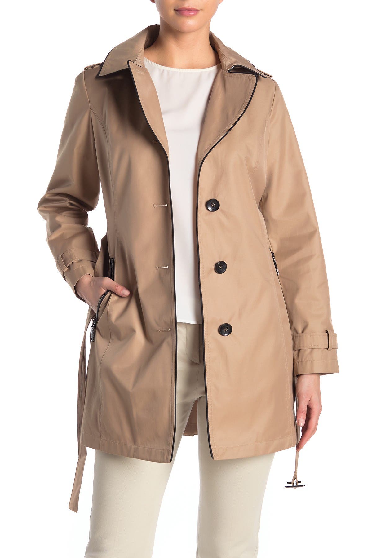 vince camuto hooded trench coat