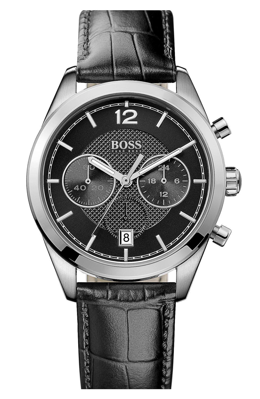 BOSS HUGO BOSS Chronograph Leather Strap Watch, 40mm Nordstrom