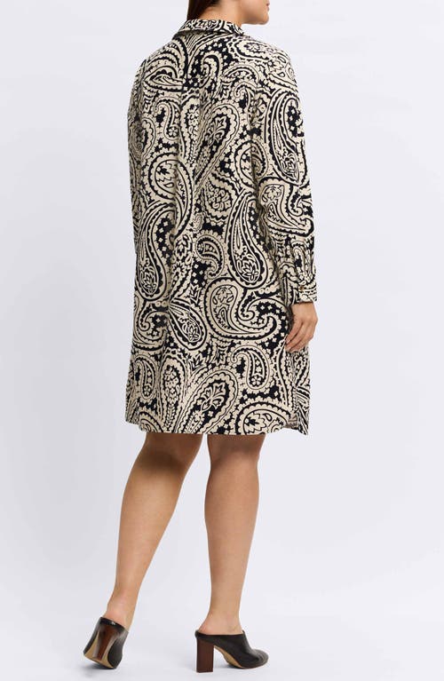 Shop Foxcroft Sloane Paisley Cotton Popover Shirtdress In Black