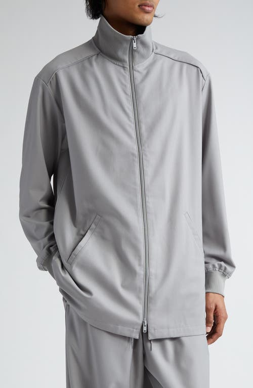Longline Recycled Polyester & Wool Blend Jacket in Ch Solid Grey
