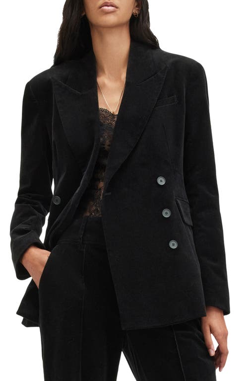 Shop Allsaints Sevenh Double Breasted Corduroy Blazer In Black