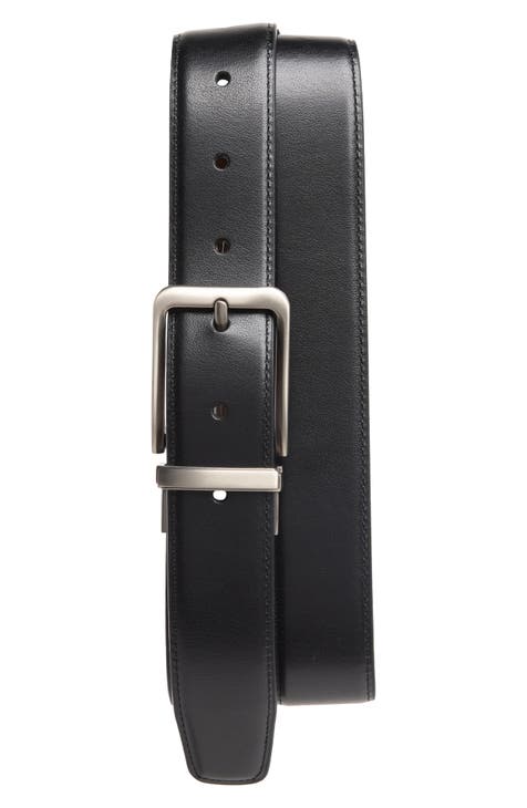 Original Penguin Reversible Leather Belt with Pete Buckle - Caviar