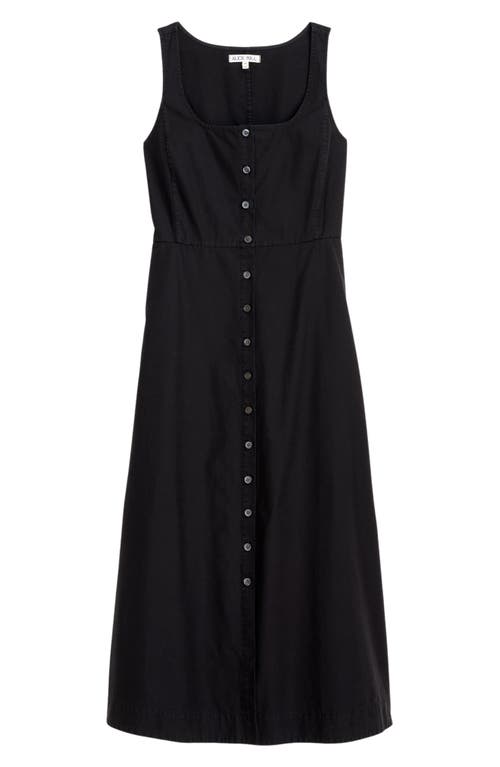 Shop Alex Mill Piper Square Neck Cotton Blend Midi Dress In Rich Black