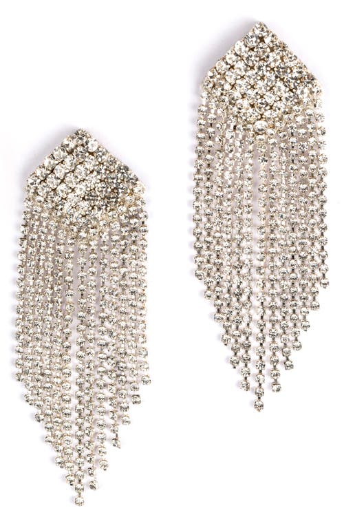 Deepa Gurnani Niomi Crystal Fringe Drop Earrings in Silver at Nordstrom