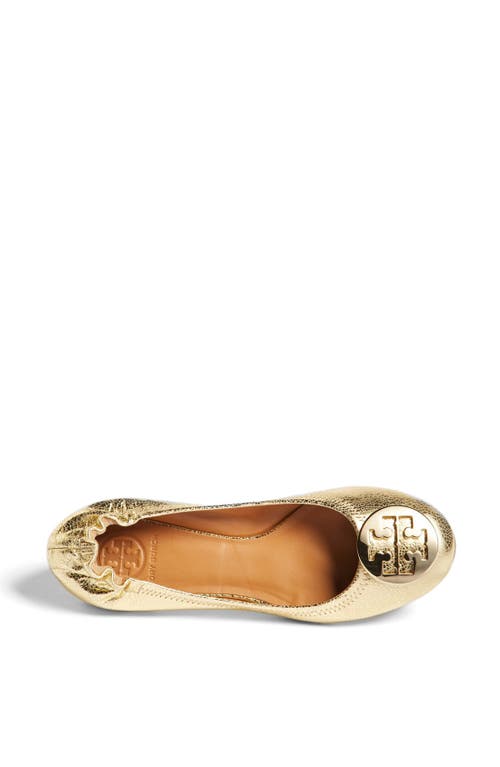 Shop Tory Burch 'reva' Flat In Gold/gold