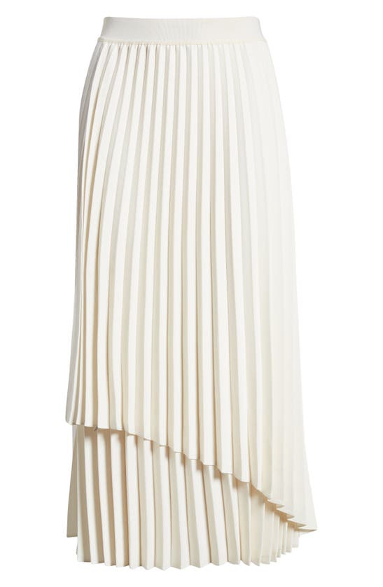 Shop Nordstrom Pleated Asymmetric Hem Midi Skirt In Ivory Pristine