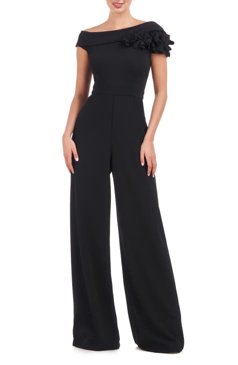 Oplxuo Women's Summer Formal Jumpsuit One Shoulder High Waist Casual Wide  Leg Jumpsuit Romper for Evening Party Cocktail