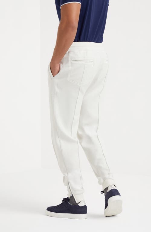 Shop Brunello Cucinelli Double Cloth Trousers In Off-white