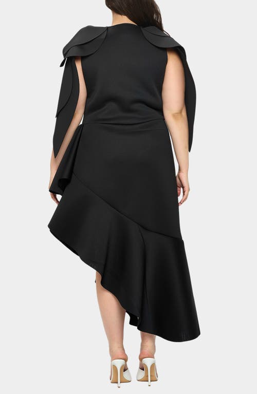 Shop L I V D Kaskade Asymmetric Ruffle Dress In Black