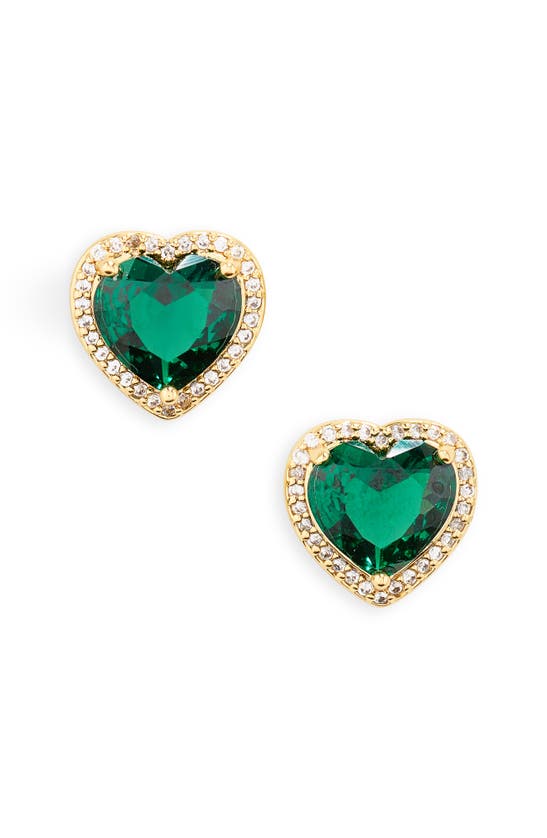 Kate Spade My Love Cubic Zirconia Heart Stud Earrings In Emerald/ Gold
