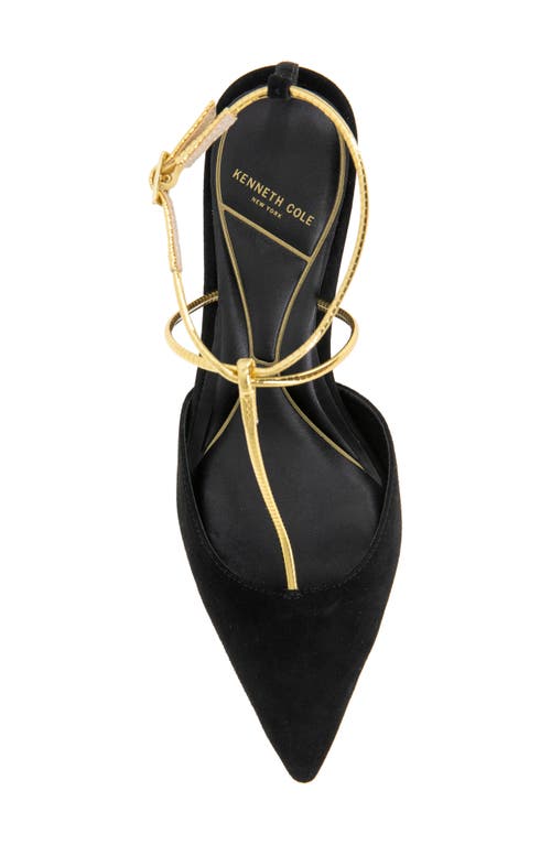 Kenneth Cole Umi T-strap Pointed Toe Pump In Black Suede