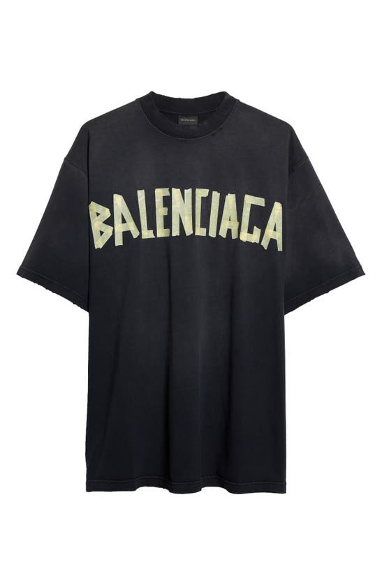 Balenciaga Tape Logo Cotton Graphic T-shirt In Washed Black | ModeSens