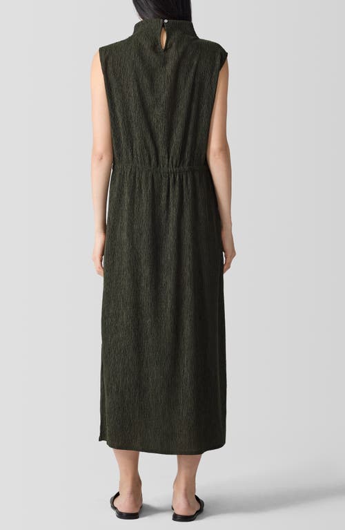 Shop Eileen Fisher Textured Mock Neck Midi Dress In Seaweed