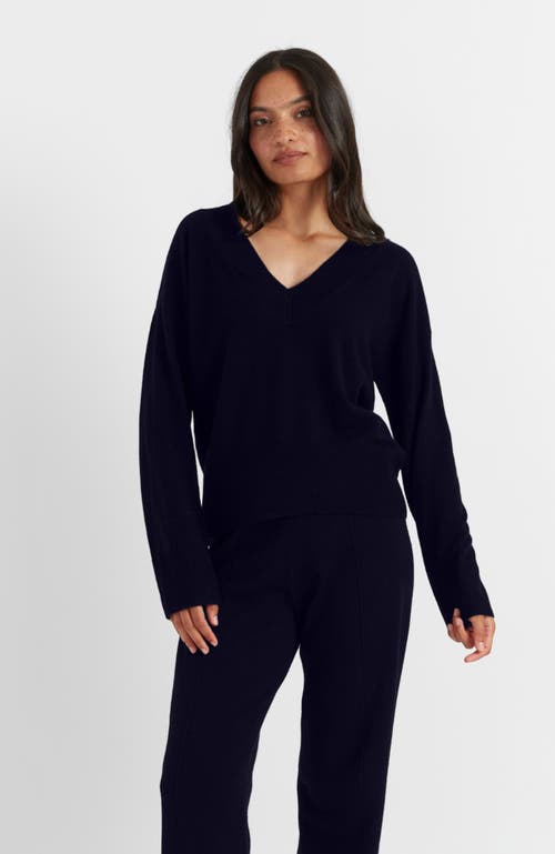 Shop Chinti & Parker V Neck Wool Cashmere Sweater In Navy