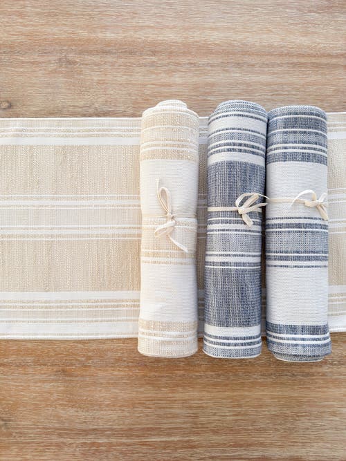 Anaya Beach Club Stripe Indoor Outdoor Table Runner In Beige Stripe