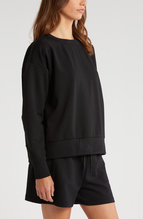 Shop Zella Plush Ottoman Sweatshirt In Black