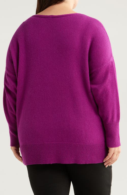 Shop Eileen Fisher V-neck Organic Cotton & Recycled Cashmere Blend Sweater In Berry Bloom