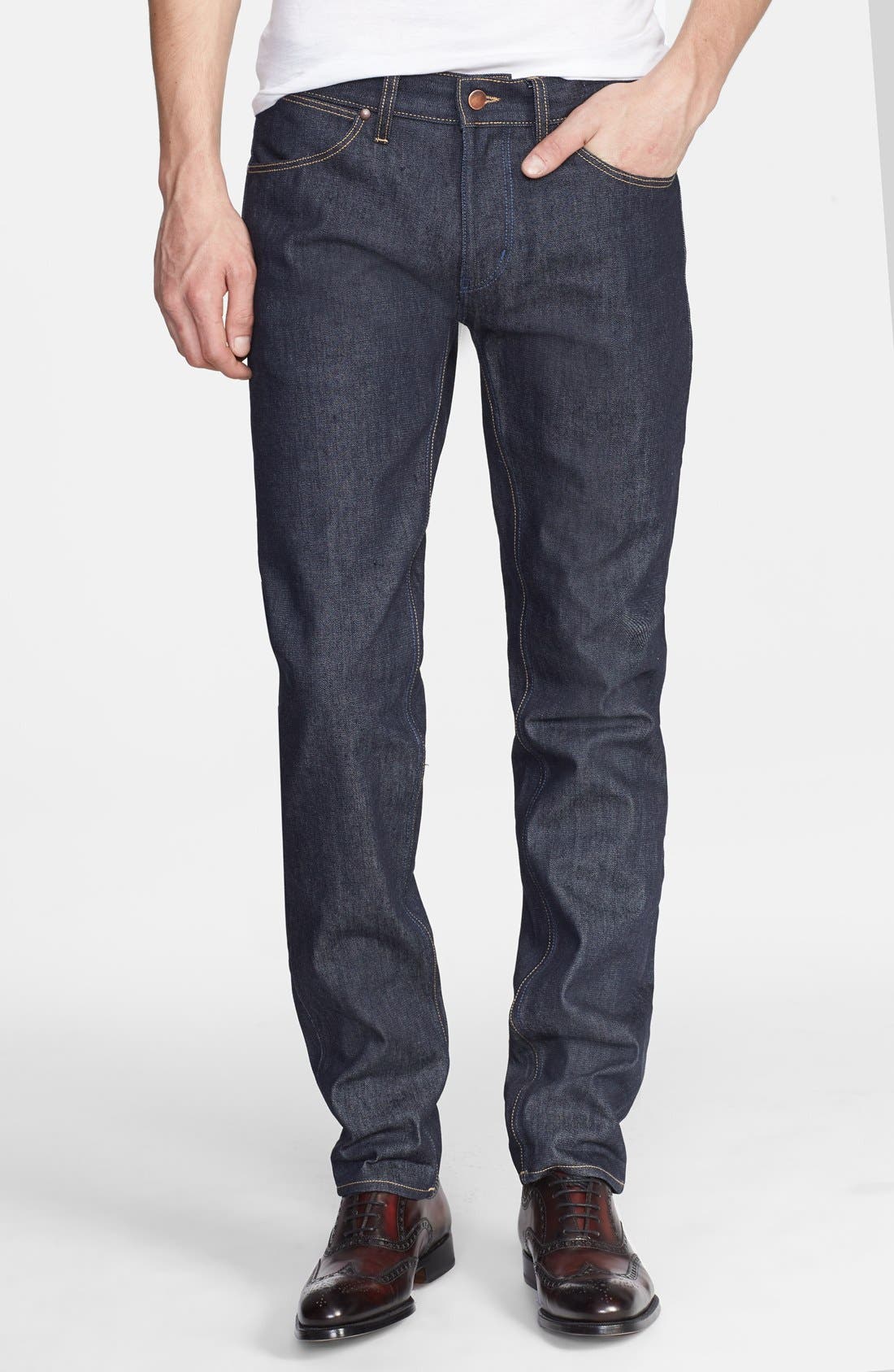 blue jeans with white stripe mens