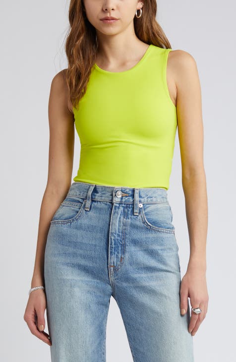 Women Crew Neck Crop Top Sleeveless Ribbed Cropped Sports