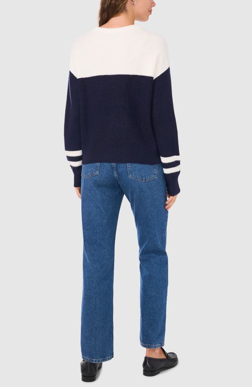 Shop Halogenr Halogen(r) Colorblock Stripe Sleeve Sweater In Classic Navy