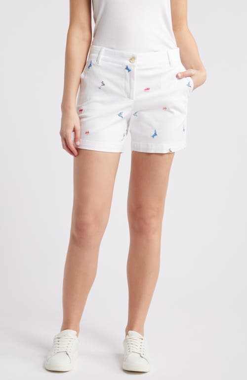 Tommy Bahama Seaside Boracay Embroidered Detail Stretch Cotton Blend Shorts White at Nordstrom,