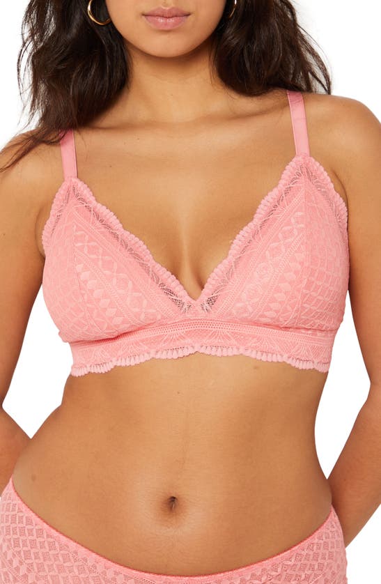 Shop Etam Idole Lace Triangle Bralette In Candy-pink