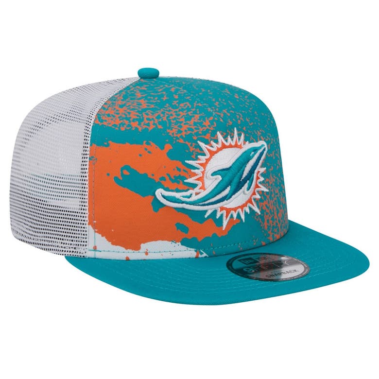 Shop New Era Aqua Miami Dolphins Court Sport 9fifty Snapback Hat