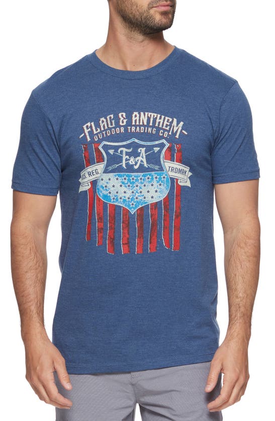 Flag And Anthem Crest Short Sleeve T-shirt In Navy/ Red/ White