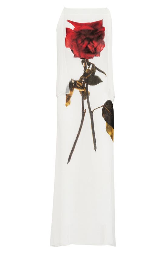 Shop Alexander Mcqueen Shadow Rose Silk Chiffon Slipdress In Optical White
