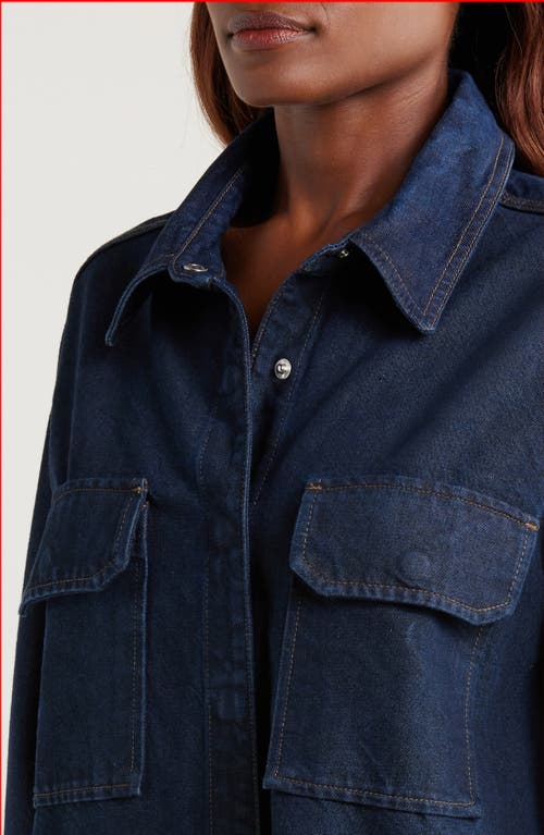 Shop Good American Oversize Denim Shirt In Indigo716