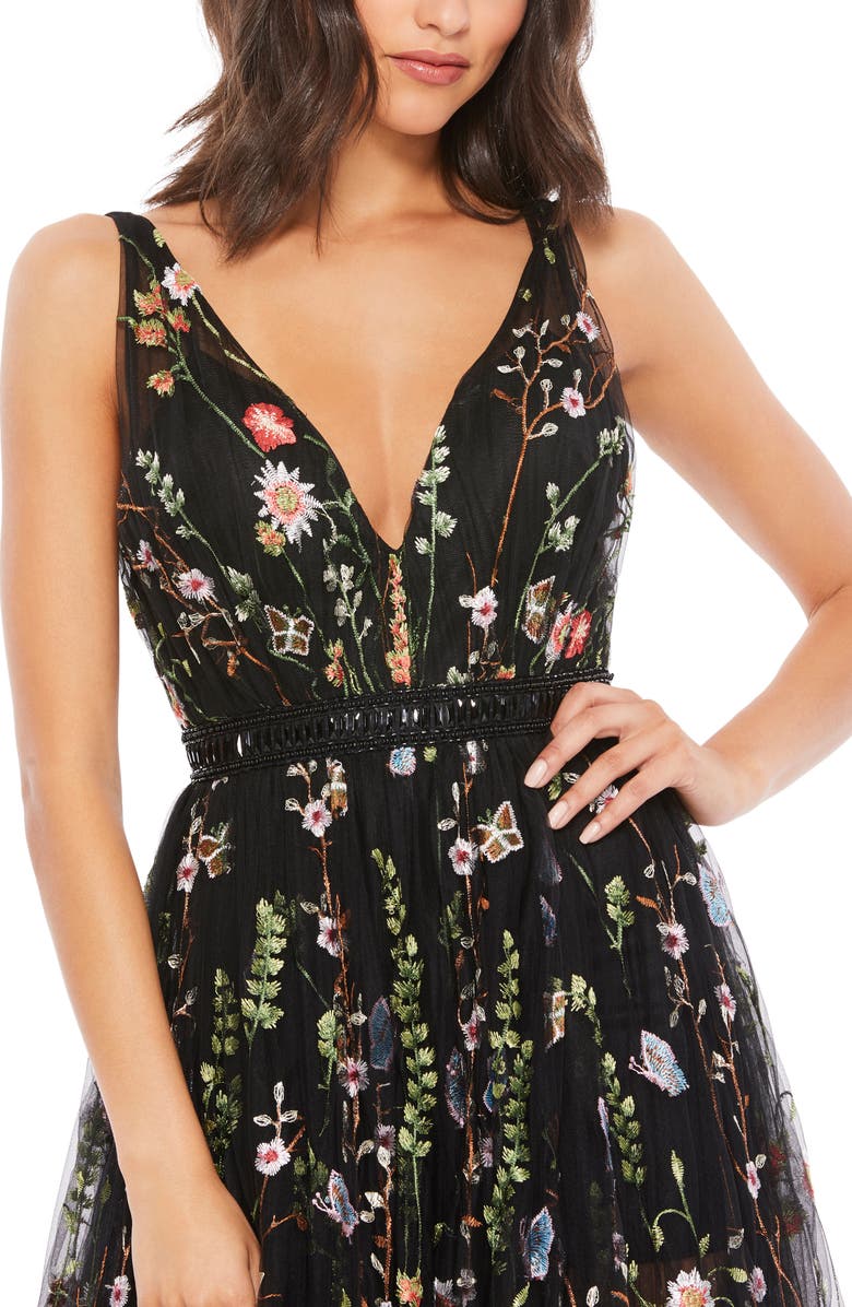 Ieena for Mac Duggal Floral Embroidered A-Line Gown | Nordstrom