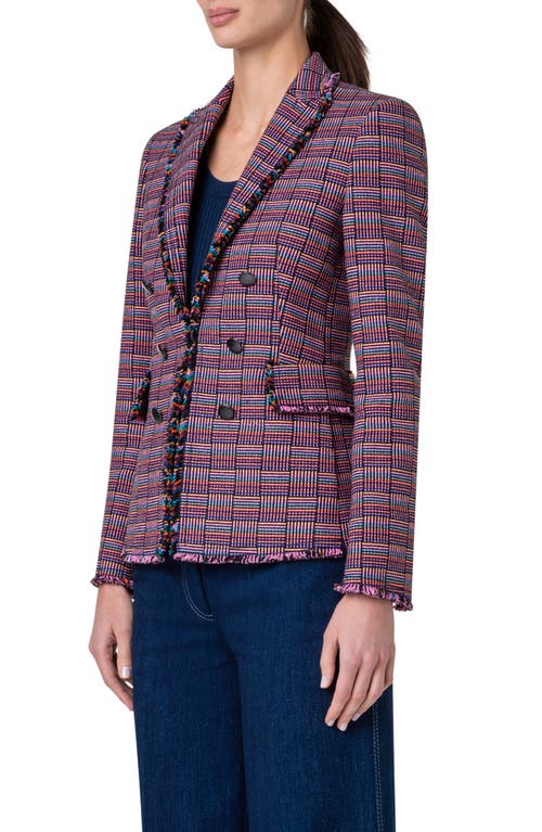 Akris Punto Fringe Tweed Blazer In Purple Multicolor