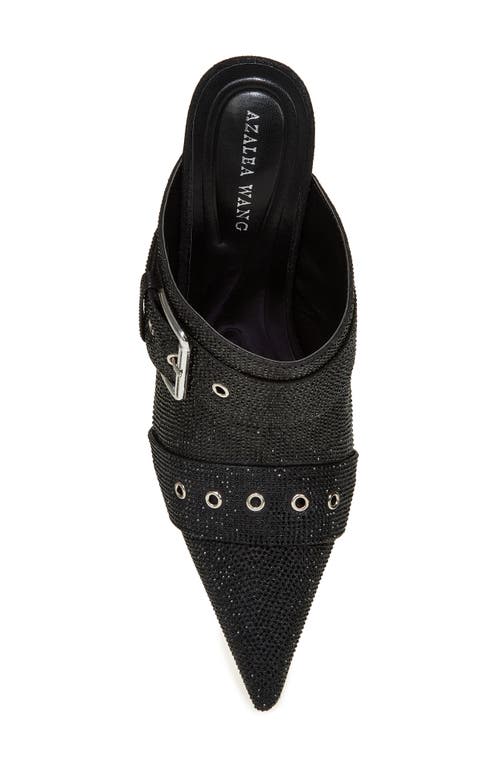 Azalea Wang Sayge Rhinestone Buckle Strap Mule Pump In Black