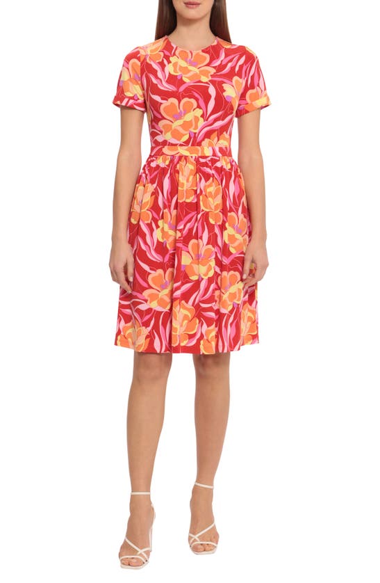 Maggy London Printed Short Sleeve Fit & Flare Dress In Red/ Orange | ModeSens Maggy London Printed Short Sleeve Fit & Flare Dress In Red/ Orange | ModeSens