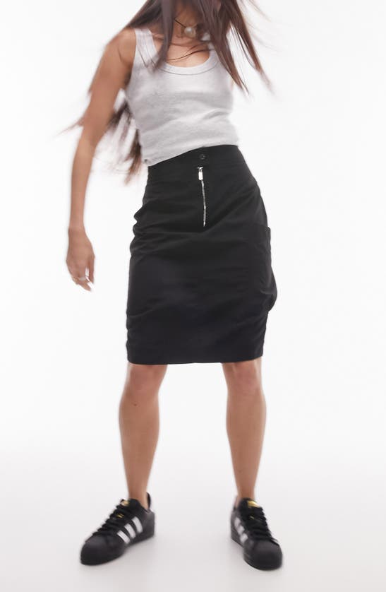 Shop Topshop Utility Nylon Midi Skirt In Black